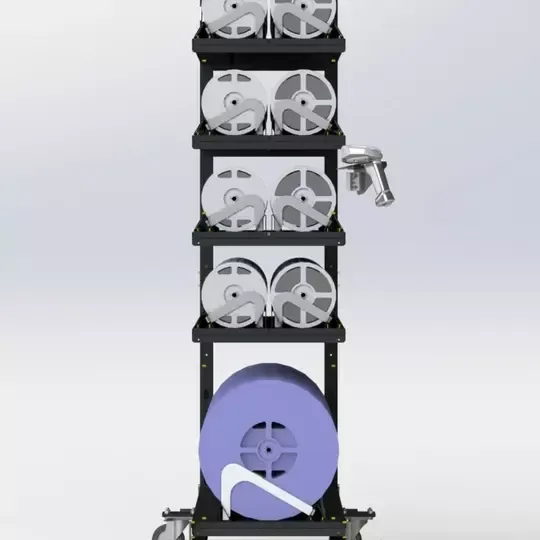 Vue latérale - Double capacité de charge pour les bobines de 7"