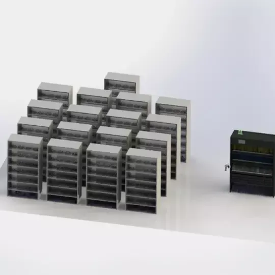 Comparaison des gains d'espace pour 480 types de composants en bande de 7 pouces + 30 types en bande de 15 pouces